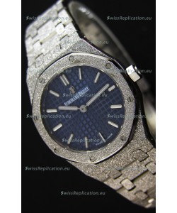 Audemars Piguet Royal Oak Frosted White Gold QUARTZ Watch Navy Blue 33MM - 1:1 Mirror Replica 