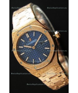 Audemars Piguet Royal Oak Frosted Rose Gold QUARTZ Watch Navy Blue 33MM - 1:1 Mirror Replica 