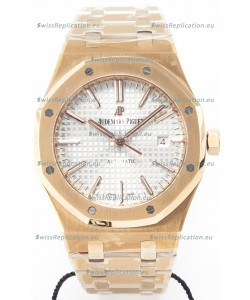 Audemars Piguet Royal Oak 15400 41MM Rose Gold White Dial Super Clone Replica Watch 