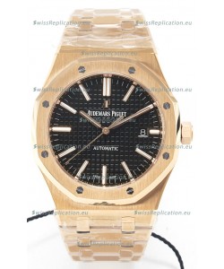 Audemars Piguet Royal Oak 15400 41MM Rose Gold Black Dial Super Clone Replica Watch 