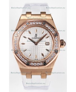 Audemars Piguet Royal Oak 33MM Rose Gold Quartz Rose Gold White Dial Swiss Replica Watch