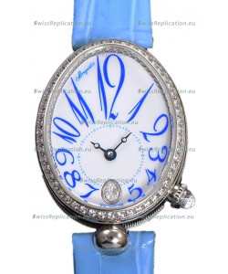 Breguet Reine De Naples Ladies Stainless Steel Blue Leather Swiss 1:1 Edition Replica Watch