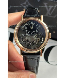 Breguet Tradition 7057BR/R9/9W6 Rose Gold Casing Single Tourbillon Swiss Replica Black Strap Watch