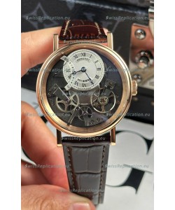 Breguet Tradition 7057BR/R9/9W6 Rose Gold Casing Single Tourbillon Swiss Replica Brown Strap Watch