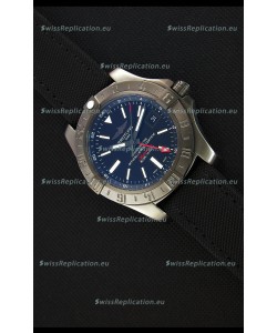 Breitling Avenger II BlackSteel GMT Swiss Replica Watch Nylon Strap 1:1 Mirror Replica Watch