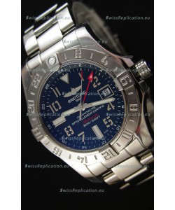 Breitling Avenger II GMT Swiss Replica Watch in Black Dial Steel Strap 1:1 Mirror Replica Version