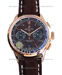 Breitling Premier B01 Chronograph 42 Edition Rose Gold Casing Centenary Brown Dial - 1:1 Mirror Replica Watch
