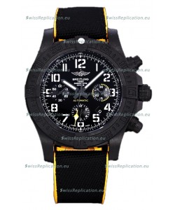 Breitling Avenger Hurricane Chronograph Black Dial Yellow Rimmed Nylon - DLC Coating Swiss Replica Watch
