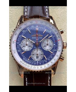 Breitling Navitimer B01 Chronograph 43 Blue Dial - Rose Gold Plated Casing 1:1 Mirror Swiss Replica
