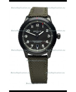 Breitling Navitimer Aviator 8 Automatic 41 Black Dial Nylon Strap 1:1 Mirror Swiss Replica Watch 