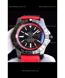 Breitling Chronometre GMT Carbon Dial Swiss Watch with Rubber Strap 1:1 Mirror Replica