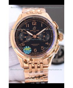Breitling Premier B01 Chronograph 42 Edition Rose Gold Casing Centenary Brown Dial - 1:1 Mirror Replica Watch
