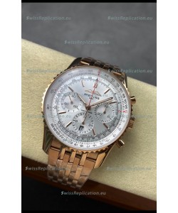 Breitling Navitimer B01 Chronograph 43 White Dial - Rose Gold Plated Casing 1:1 Mirror Swiss Replica