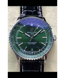 Breitling Navitimer 1 Automatic Swiss Replica Watch in Green Dial - Leather Strap