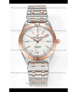 Breitling Chronomat 36MM 2 Tone Rose Gold Casing 1:1 Mirror Replica Watch White Dial