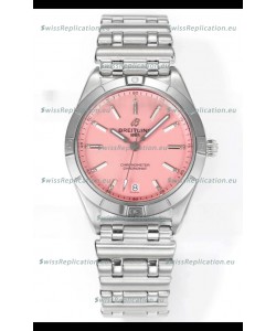Breitling Chronomat 36MM Stainless Steel Casing 1:1 Mirror Replica Watch Pink Dial