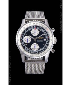 Breitling Navitimer Chronograph 41MM Swiss Replica Watch in 904L Steel Casing - Mesh Steel Strap