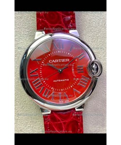 Ballon De Cartier Swiss Automatic 1:1 Mirror Quality 36MM in Stainless Steel Red Dial 