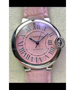 Ballon De Cartier Swiss Automatic 1:1 Mirror Quality 36MM in Stainless Steel Pink Dial