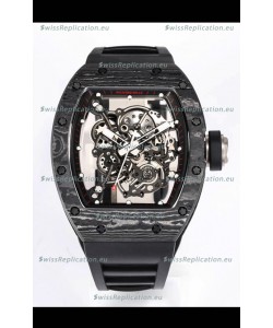 Richard Mille RM055 Black Carbon Casing 1:1 Mirror Replica Watch in Black Strap