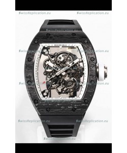 Richard Mille RM055 Black Carbon Casing 1:1 Mirror Replica Watch in Black Strap