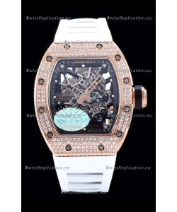Richard Mille RM035 AMERICAS 18K Rose Gold Replica Watch in White Strap