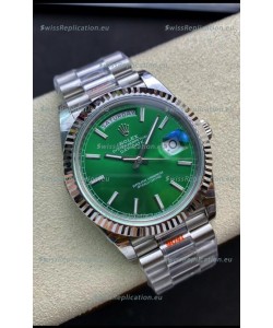 Rolex Day Date 904L Stainless Steel Watch 40MM - Green Dial 1:1 Mirror Quality