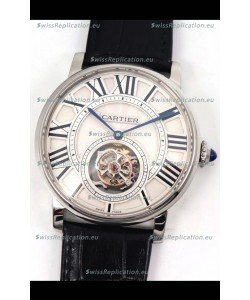 Rotonde De Cartier Flying Tourbillon Swiss Replica Watch in Steel Casing