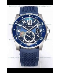 Calibre De Cartier Watch 42MM Blue Dial Steel Case - 1:1 Mirror Replica Watch