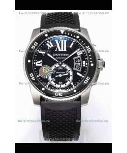 Calibre De Cartier Watch 42MM Black Dial Steel Case - 1:1 Mirror Replica Watch