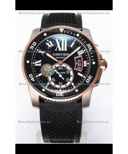 Calibre De Cartier Watch 42MM Black Dial Two Tone Steel Case - 1:1 Mirror Replica Watch