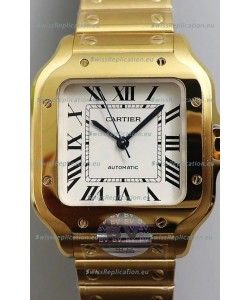 Santos De Cartier 1:1 Mirror Replica - 36MM Yellow Gold Swiss Movement Watch 