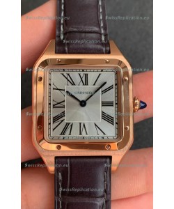 Cartier Santos Dumont 1:1 Mirror Swiss Replica Watch in Rose Casing Gold Steel Dial 42MM