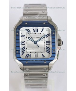 Santos De Cartier 1:1 Blue DLC Bezel Swiss Replica Watch 40MM