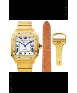 Cartier "Santos De Cartier" Mens XL 1:1 Mirror Replica Watch in Yellow Gold Casing