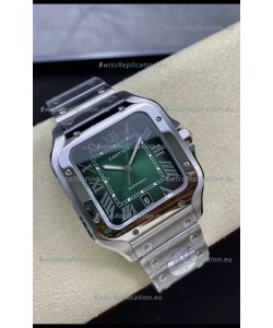 Cartier Santos De Cartier 904L Steel Green Dial 1:1 Mirror Replica - 40MM Stainless Steel Watch
