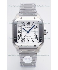Cartier Santos De Cartier 904L Steel White Dial Super Clone Replica 35MM Watch 