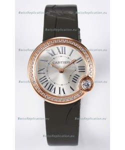 Ballon Blanc De Cartier Super Clone Watch 30MM in Rose Gold Casing Green Strap