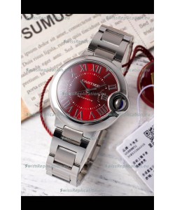 Ballon De Cartier Swiss Automatic Red Dial Mirror Quality 33MM in Stainless Steel 