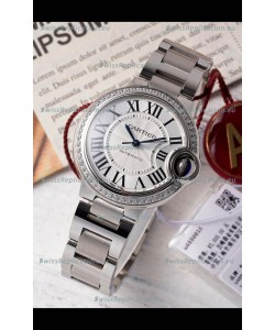 Ballon De Cartier Swiss Automatic 1:1 Mirror Quality 33MM in Steel Casing Diamonds Bezel