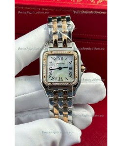 PANTHERE de Cartier Edition 27mm Pearl Dial 1:1 Mirror Swiss Watch Two Tone Rose Gold Casing