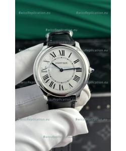 Cartier Ronde Must 36MM Swiss Quartz 1:1 Mirror Swiss Replica Leather Strap Watch