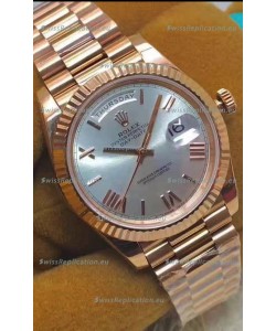 Rolex Day Date 40MM 228235 1:1 Rose Gold in Silver Dial 1:1 Mirror Replica Watch