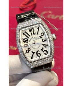 Franck Muller V32 Swiss Quartz Mossanite 1:1 Replica Watch 36MM Black Numerals