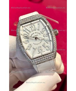 Franck Muller V32 Swiss Quartz Mossanite 1:1 Replica Watch 36MM White Numerals