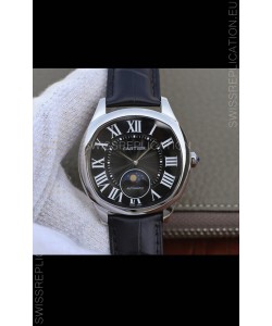 Drive De Cartier Moonphase Edition 1:1 Mirror Replica Watch in Stainless Steel - Brown Dial 