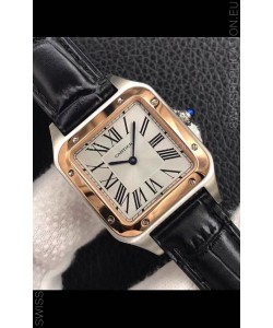 Cartier Santos Dumont 1:1 Mirror Swiss Replica Watch in Steel Casing Rose Gold Bezel 42MM