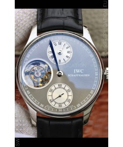 IWC Portuguese Genuine Swiss Tourbillon Movement Watch in Grey Dial