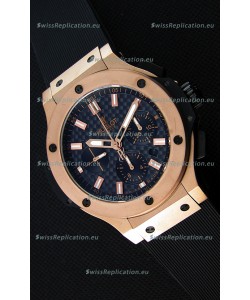 Hublot Big Bang Carbon Dial Pink Gold Case Swiss Replica Watch : 1:1 Mirror Replica 