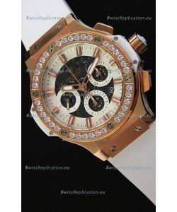 Hublot Big Bang Diamonds Bezel Watch in Pink Gold Case Swiss Replica Watch